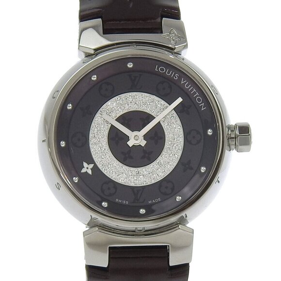 LOUIS VUITTON Tambour Watches Q121U Disk Diamon Amarrant AllamantDial - Picture 1 of 6